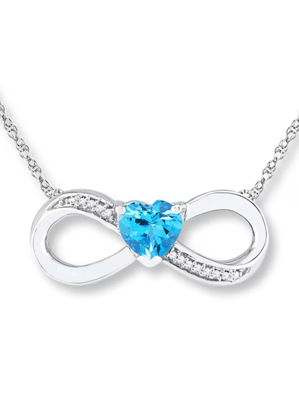 Infinity Necklace Heart-Shaped Blue Topaz Sterling Silver
